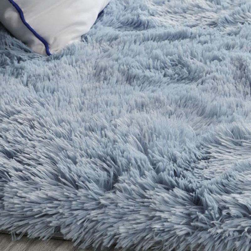 Solid Color Plush Rug Polyester Indoor Rug Non-slip Carpet for Living Room and Bedroom