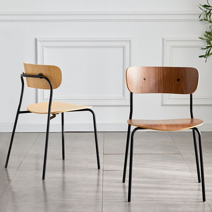 Silla de comedor interior y exterior moderna de metal, silla lateral de comedor con respaldo abierto sin brazos