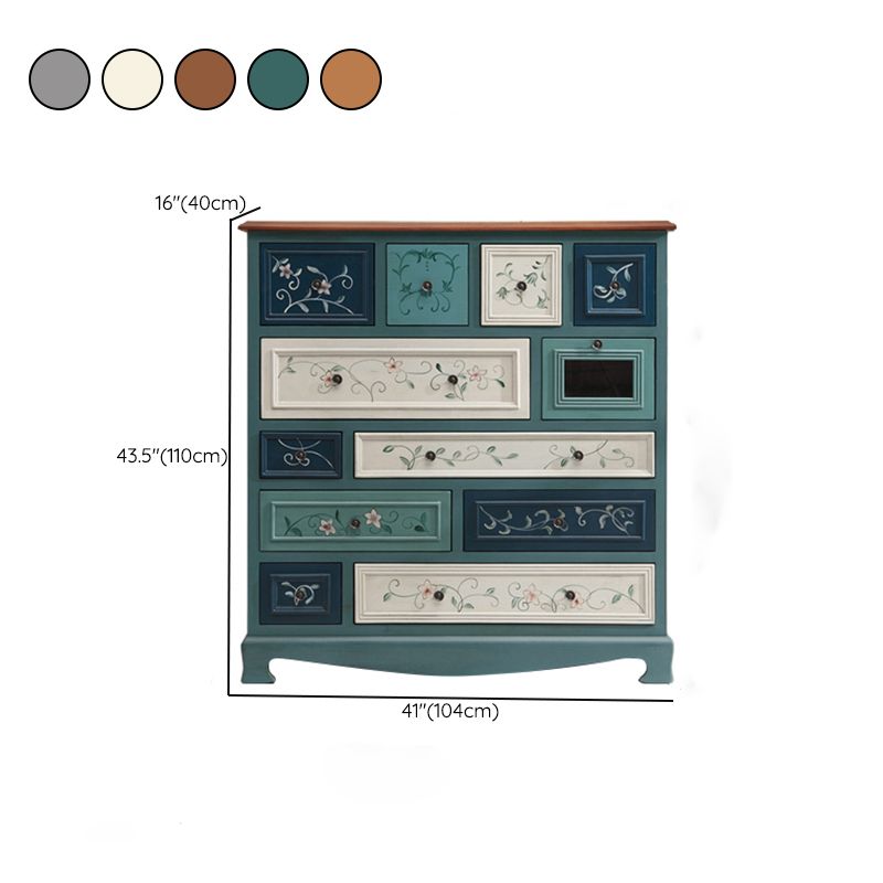 Nautical Vertical Chest Bedroom Solid Wood Storage Chest with Drawers