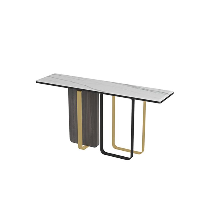 Glam Console Table Rectangle Stone Accent Table , 12 Inch Wide