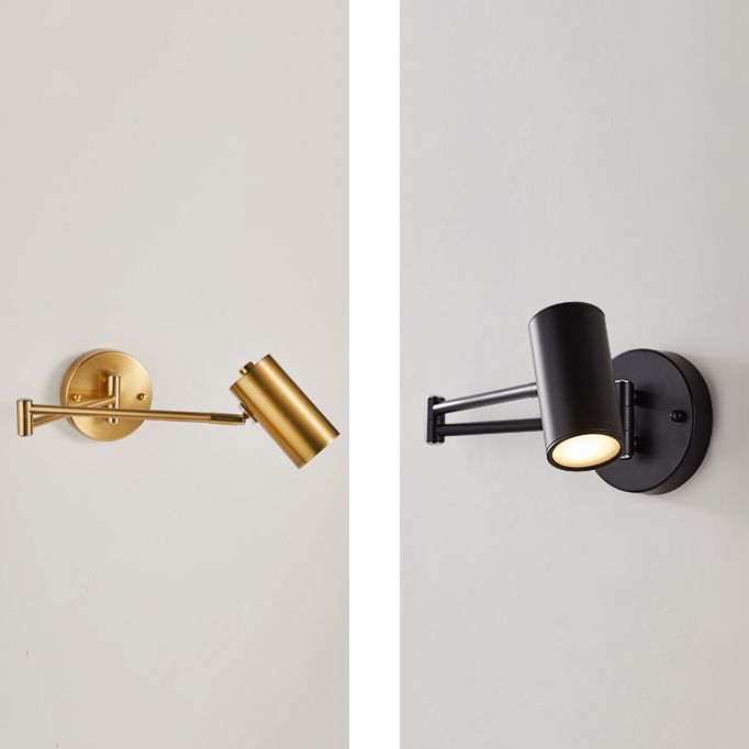 Nordic Style Metal Wall Light Adjustable Swing Arm Wall Sconce for Bedroom