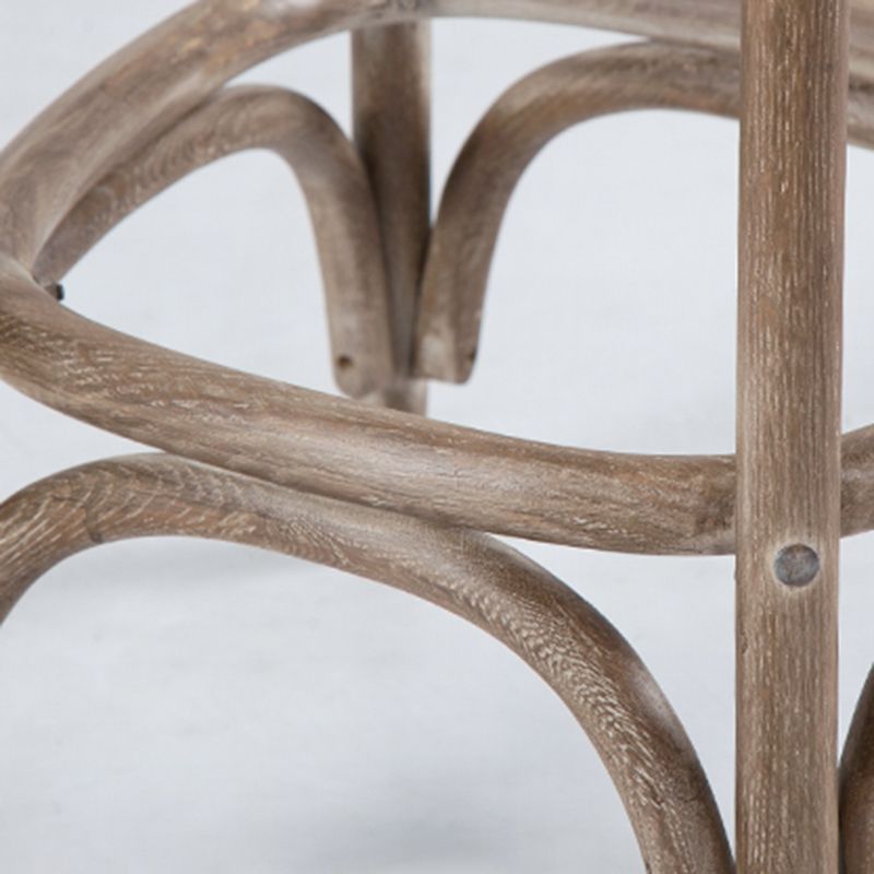 Oak Solid Wood and Rattan Bar Stool Modern Armless Indoor Bar Stool