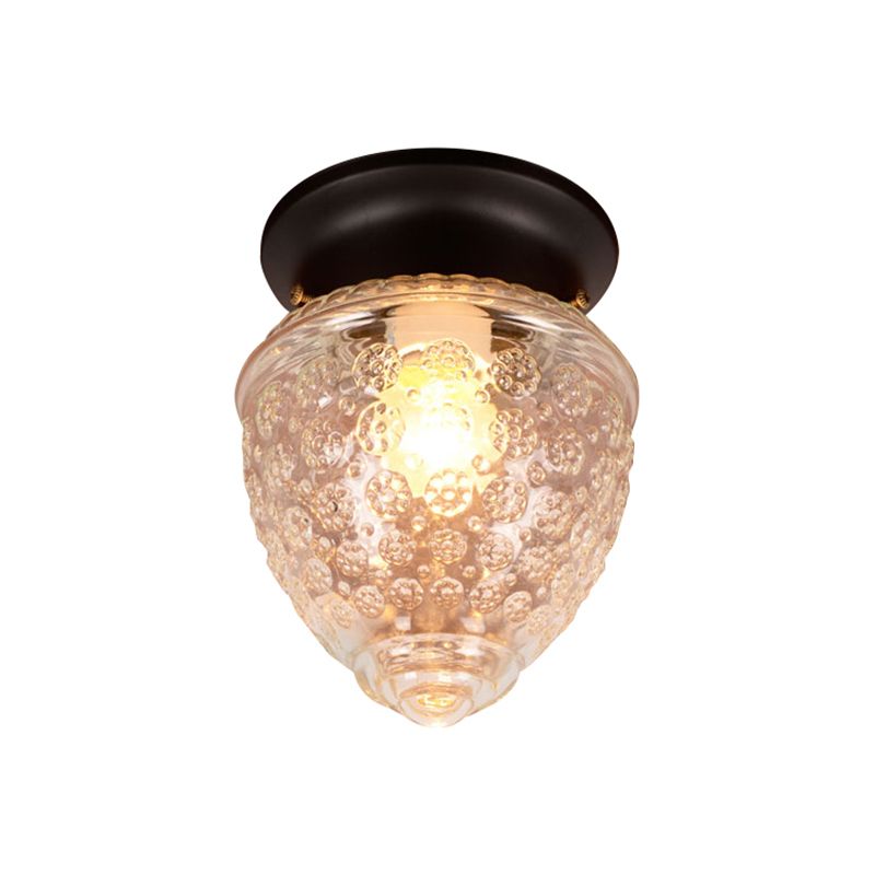 Acorn Shape Flush Mount Modernist Clear Glass 1 Light White/Black Flush Mount Light Fixture