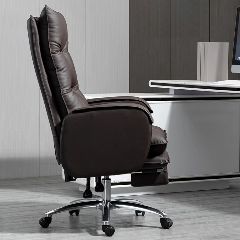 Armless Chair Modern No Distressing Leather Ergonomic Office Chair with Wheels