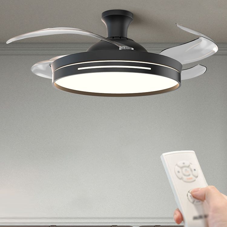 Reversible Blades LED Fan Light Minimalist Dining Room Semi Flush Mount Ceiling Light