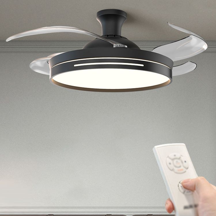 Reversible Blades LED Fan Light Minimalist Dining Room Semi Flush Mount Ceiling Light