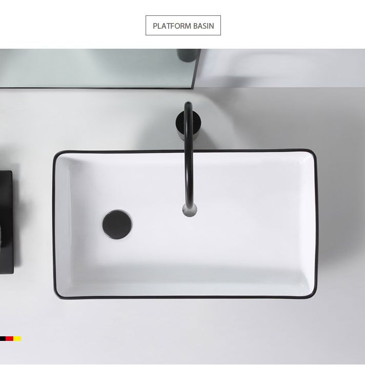 Modern Porcelain Trough Sink White Trough Sink With Basin, and Faucet
