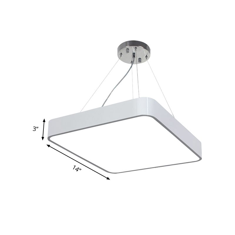 Iluminación colgante cuadrada de metal de 14 "/18" /23.5 "de ancho de ancho LED LED moderno LED LED NEGRO/Lámpara de techo plateado con difusor empotrado