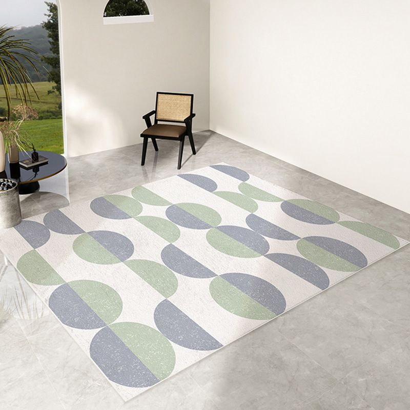 Geometric Pattern Living Room Rug Polyester Washable Area Rug