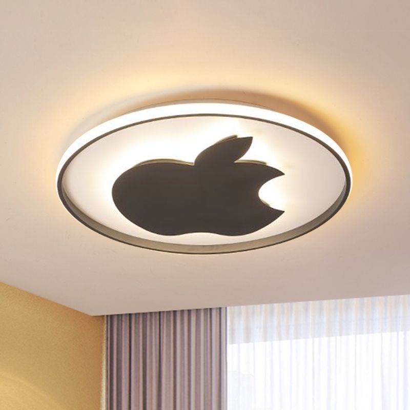 Modern Bitten Apple Flush Ceiling Light Acrylic LED Bedroom Flush Mount Lamp in Black