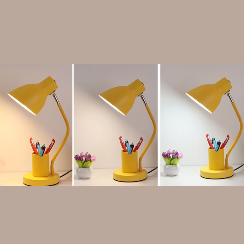 Angled Shade Table Lamp Nordic Metal 1-Light Study Room Reading Light with Pen Holder