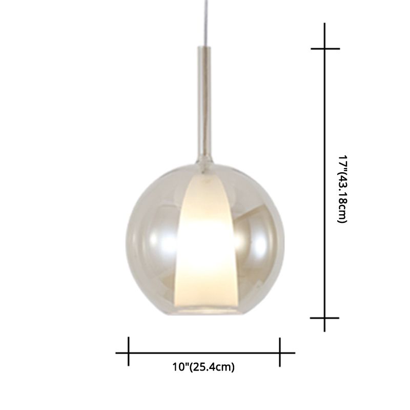 Electroplate Pulido de vidrio colgante Forma de la bola de la bola moderna lámpara colgante de 1 linda para el dormitorio del comedor