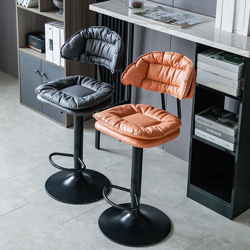 Industrial Metal Adjustable Swivel Barstool Patio Bar Stool with Cushion