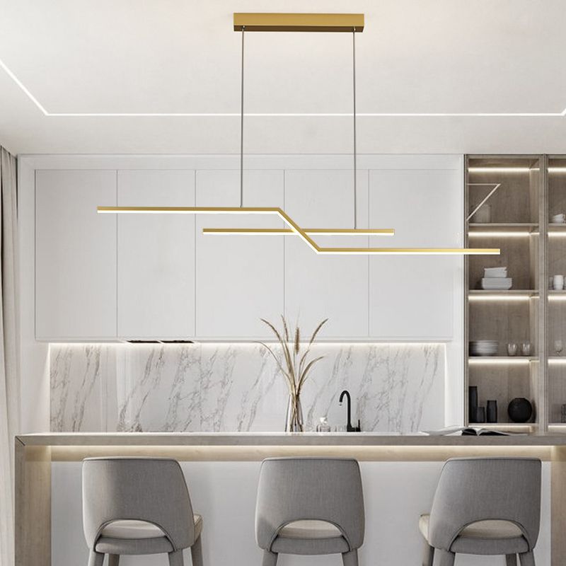 Metal Linear Shape Chandelier Light Modern Style 2 Lights Chandelier Light Fixture