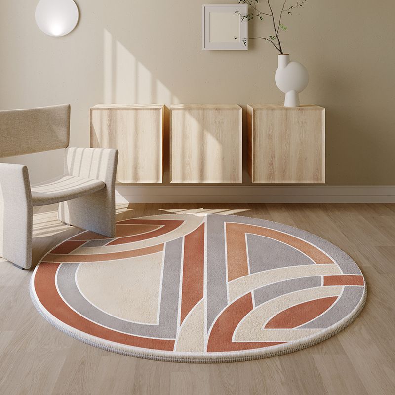 Orange Modern Rug Polyester Color Piece Indoor Rug Stain Resistant Rug for Drawing Room