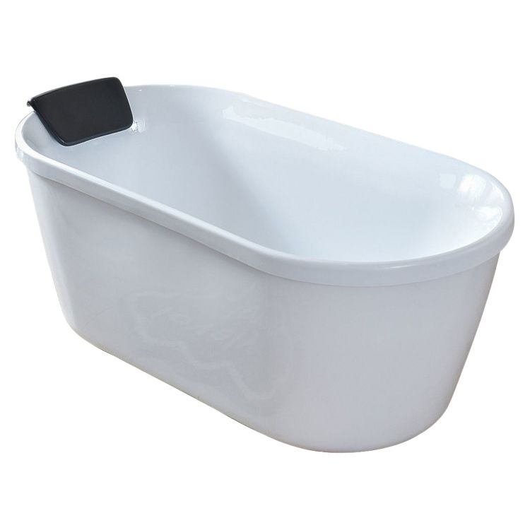 Freestanding Soaking Bath Back to Wall Modern White Bathtub With Faucet