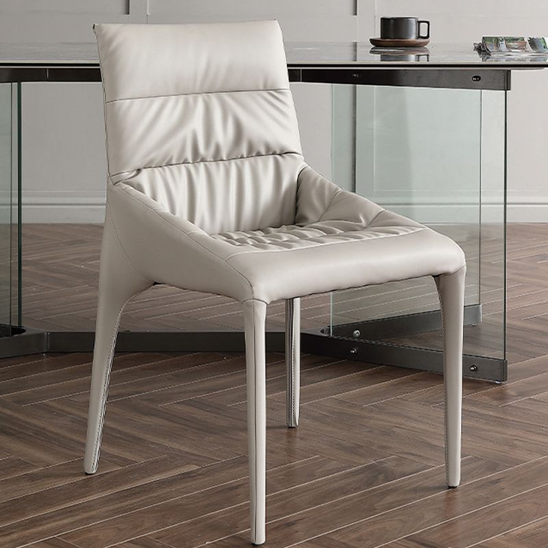 White Upholstered Dining Chair Contemporary Kitchen Dining Armless Chair