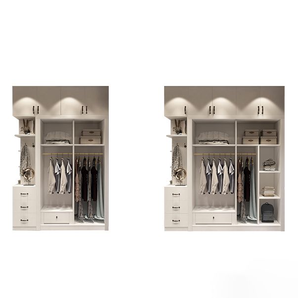 Engineered Wood Wardrobe Cabinet White Modern Wardrobe with Drawer