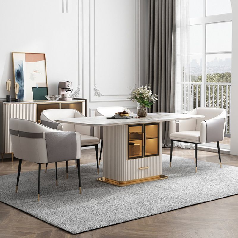 Minimalist 1/2/5/7 Pieces Dining Set Stone Rectangle Dining Table Set for Home