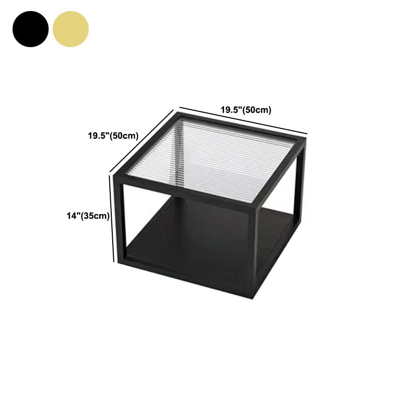 Contemporary Square Nesting Coffee Table Set with Glass Top and Iron Base