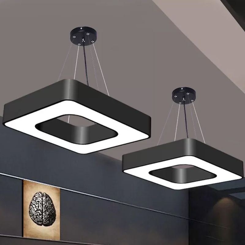 Metal Square Hanging Light Fixture Nordic Black LED Ceiling Suspension Lamp for Dining Room