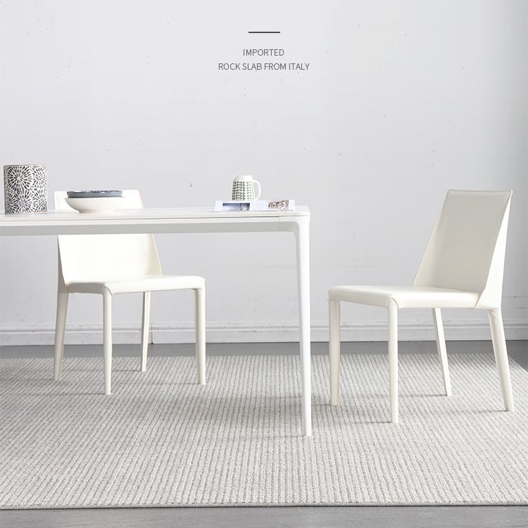 Modern White Sintered Stone Dining Set Standard Rectangle Dining Table Set with 4 Legs Base