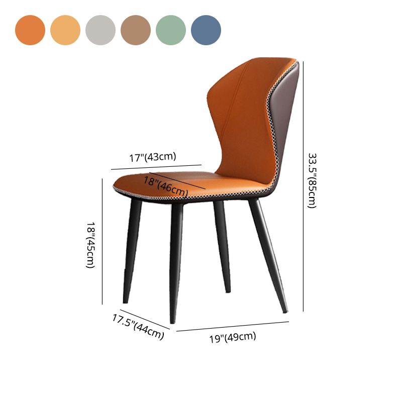 Silla de comedor sin brazos con respaldo industrial, sillas de comedor de piel sintética para uso doméstico