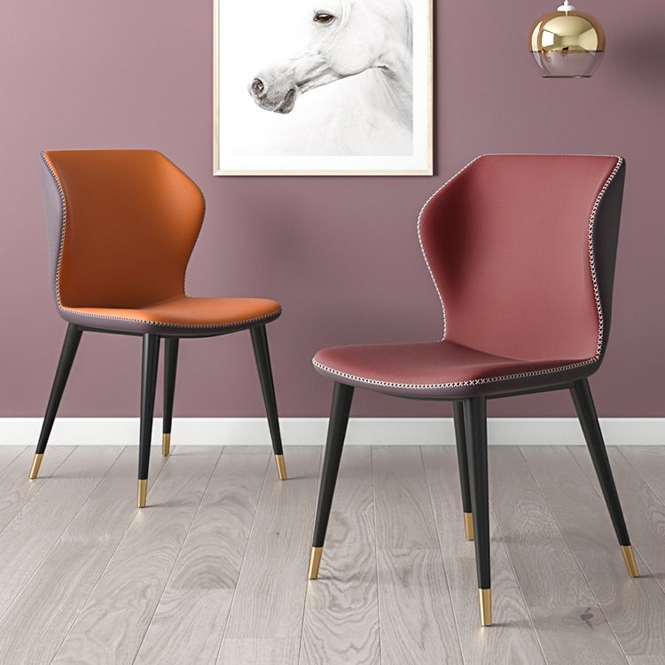 Industrial Style Wingback Armless Dining Chair Faux Leather Dining Chairs