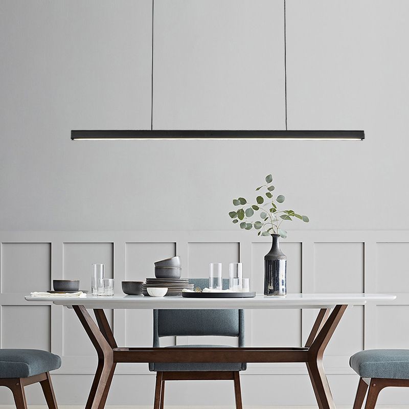 Modern Minimalist Style Linear Island Light Fixture Wood Pendant Light