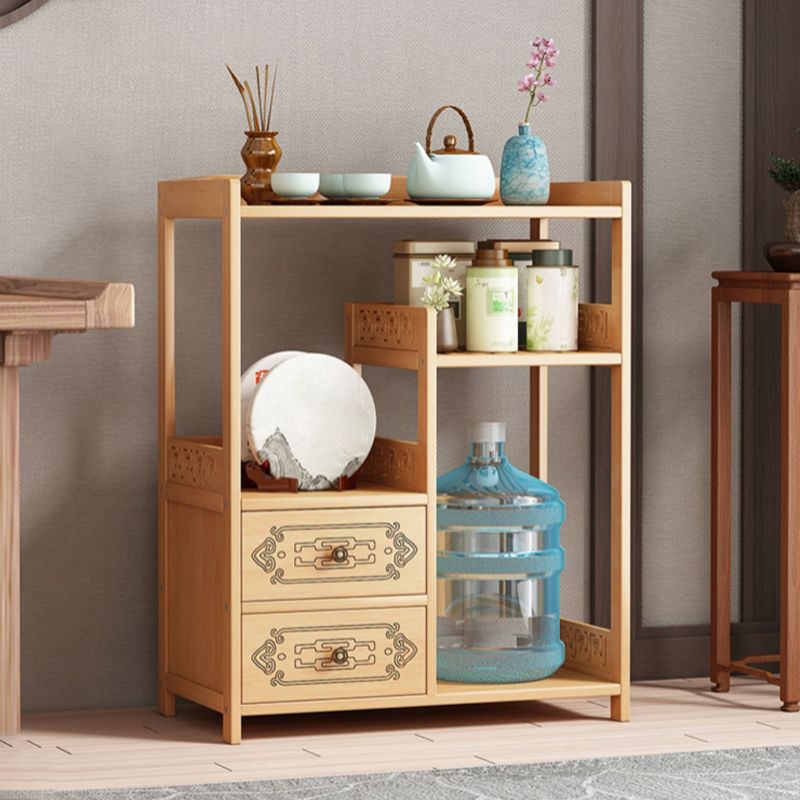 Contemporary Style Table Double Tier Wood Accent Side Table with Shelf