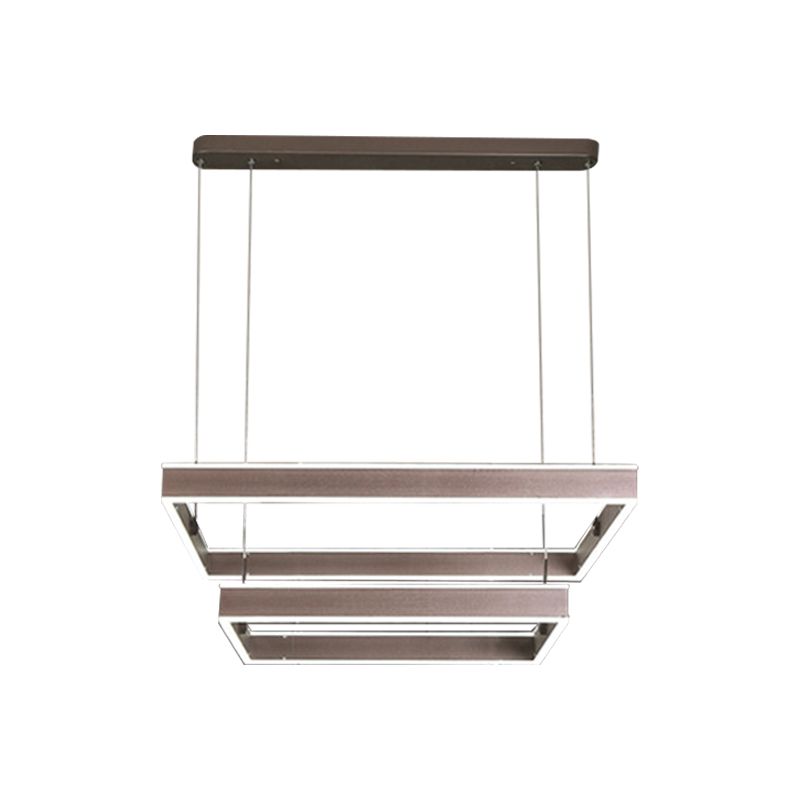 2/3/4 TIERS vierkante woonkamer kroonluchter acryl minimalistische led suspensie hanger in koffie, warm/wit licht