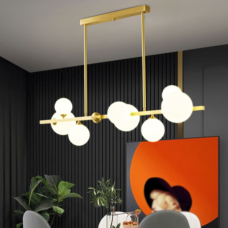 Moderne Stil Kugeldecke Anhänger Lichter weißes Glas 8 hängende Anhängerleuchten
