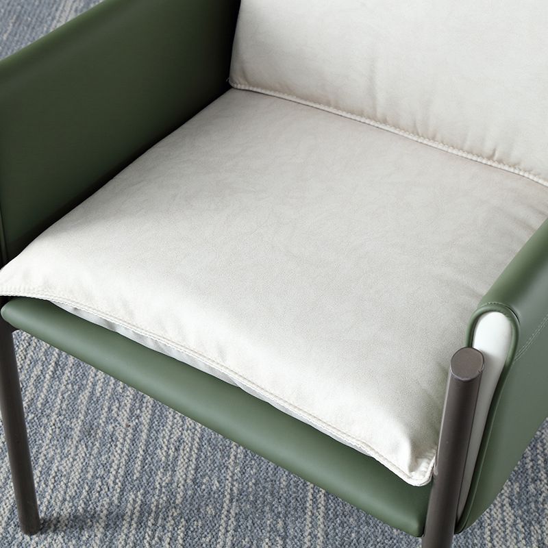 Silla curvada de cuero contemporánea y sillón de tela Parsons para el hogar