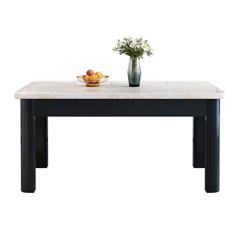 Contemporary Style Rectangle Marble Fixed Dinner Table with 4 Legs