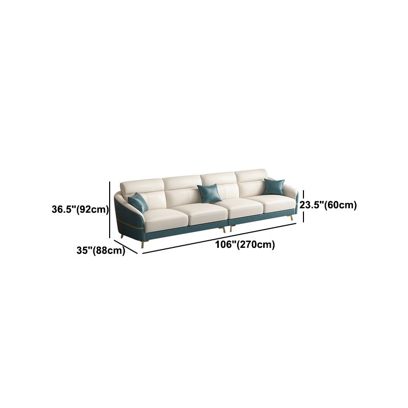 Genuine Leather Sloped Arms Sectional Sofa 36.22"High Cushion Back Sofa