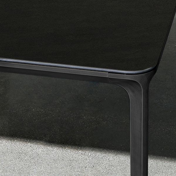 Sintered Stone Dining Table Industrial Style 4 Legs Base Rectangle Table for Home in Black
