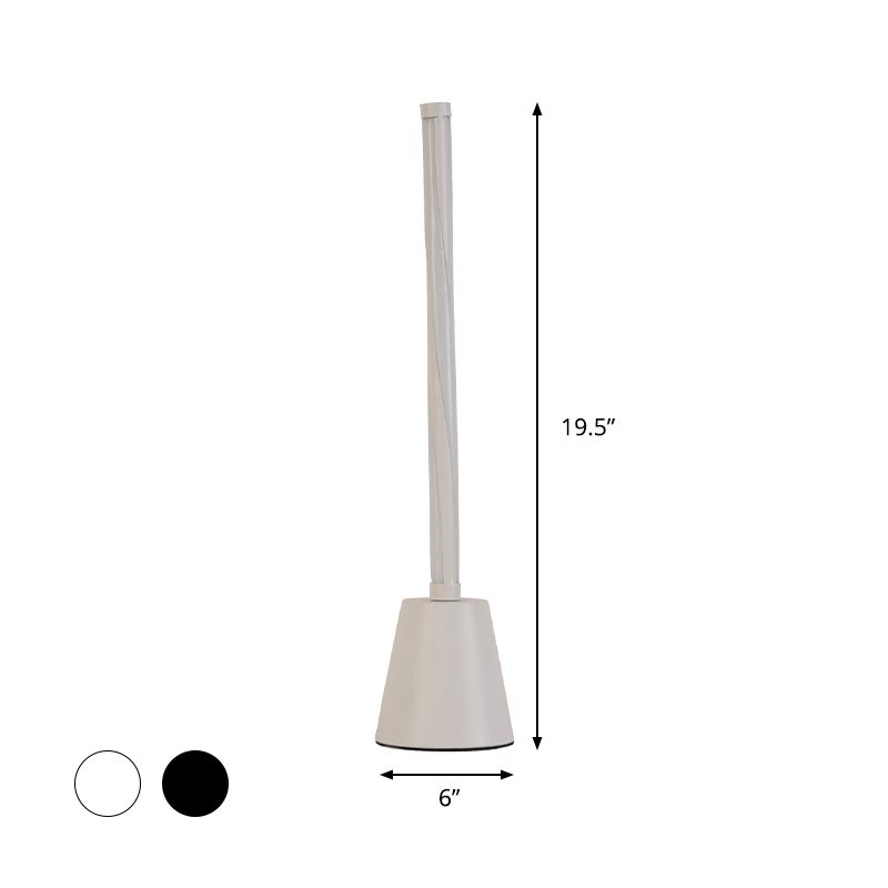 Minimalistische LED-taakverlichting Wit/zwarte buisvormige nachtkastjelamp met acrylkap, wit/warm licht