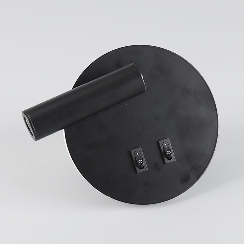 1 Light Round Wall Sconces Modern Style Metal Wall Mounted Reading Lights