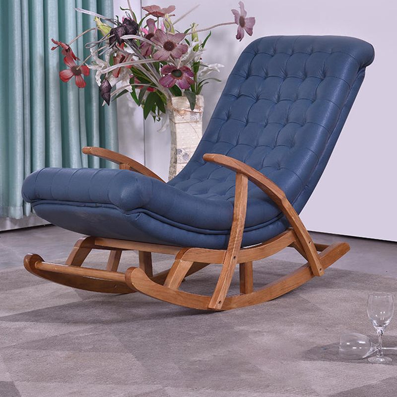 Wood Base Chaise Lounge Lazy Sofa Chair Leisure Single Home Rocking Chair
