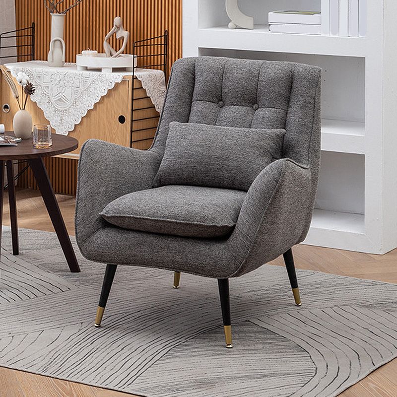 Contemporary 30.7" Wide Barrel Accent Chair with Basic Four Legs for Bedroom