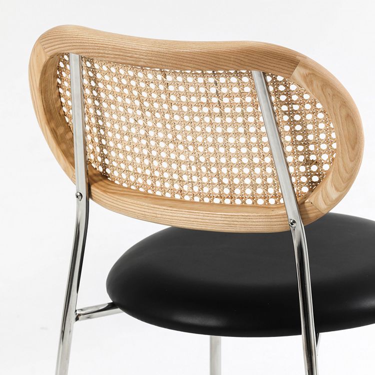 Silla sin brazos contemporánea, silla con respaldo abierto curvado de cuero con acabado mate para patio