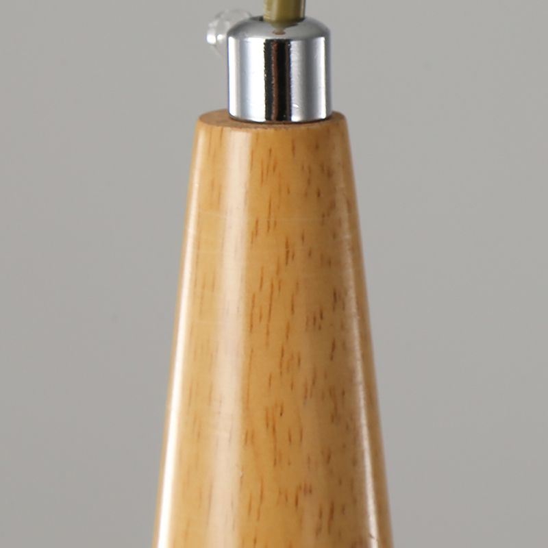 Lampada a sospensione nordica in legno piccolo sospensione con tonalità di vetro bianco per sala da pranzo