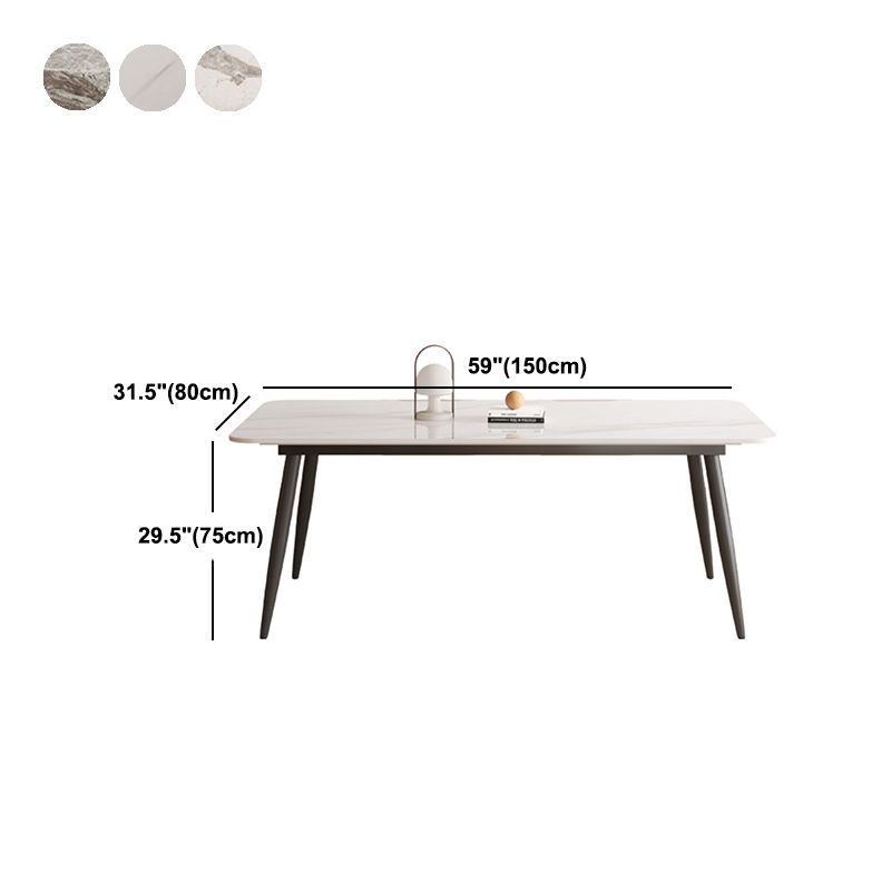 Modern 4 Legs Dining Table Sintered Stone Rectangle Table for Home