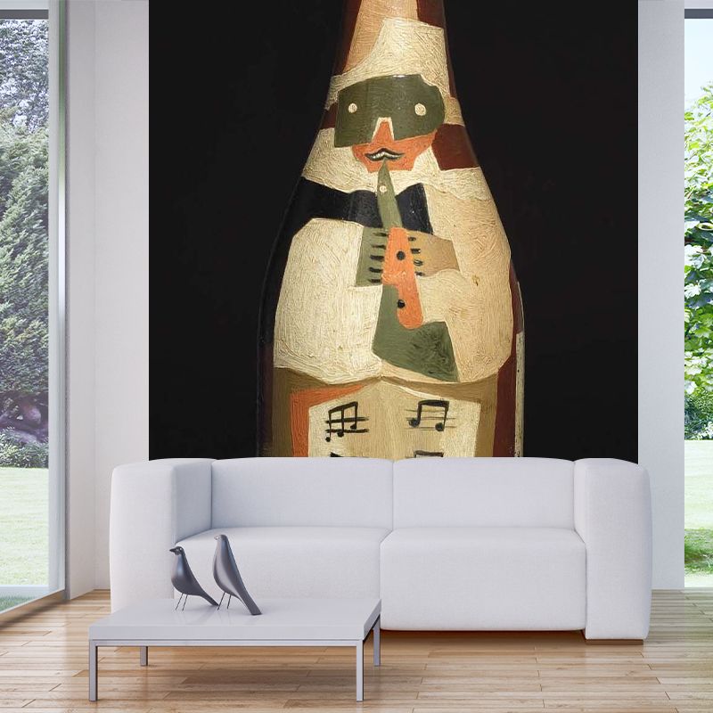 Surreal Art Painted Bottle Murals Brown Waterproofing Wall Decor for Dining Room