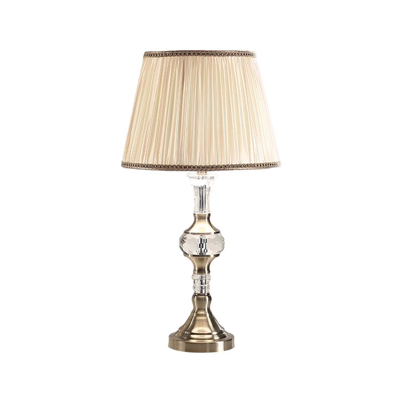 1 hoofdtrommel/vat gearceerd tafellicht traditioneel beige helder afgeschuinde kristal nachtstandaardlamp