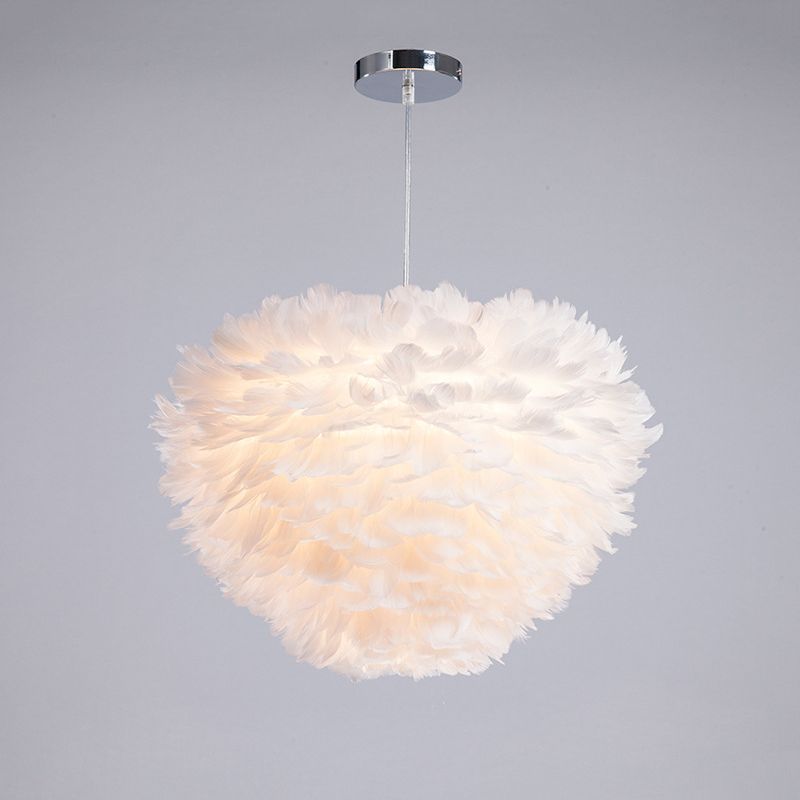 Eigentijdse bol kroonluchter hanger lichte veer gesuspendeerd verlichting voor slaapkamer