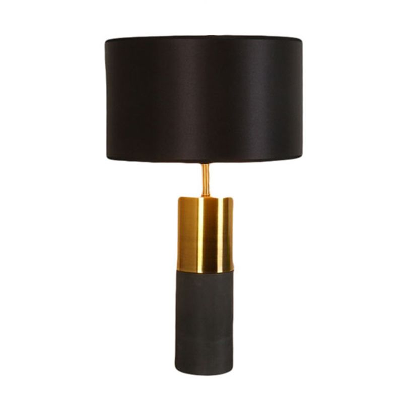 Zementzementzylindrische Tischlampe Minimalistische Einzelnachtständer mit Trommelstoffschatten