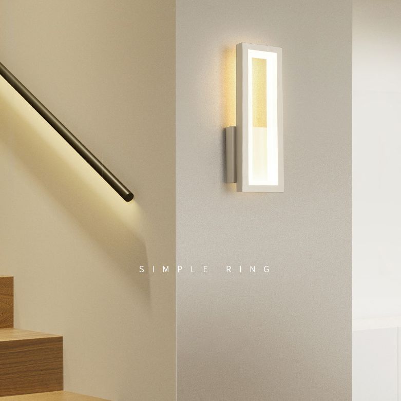 Lámpara de pared negra simple y moderna de vidrio rectangular simple