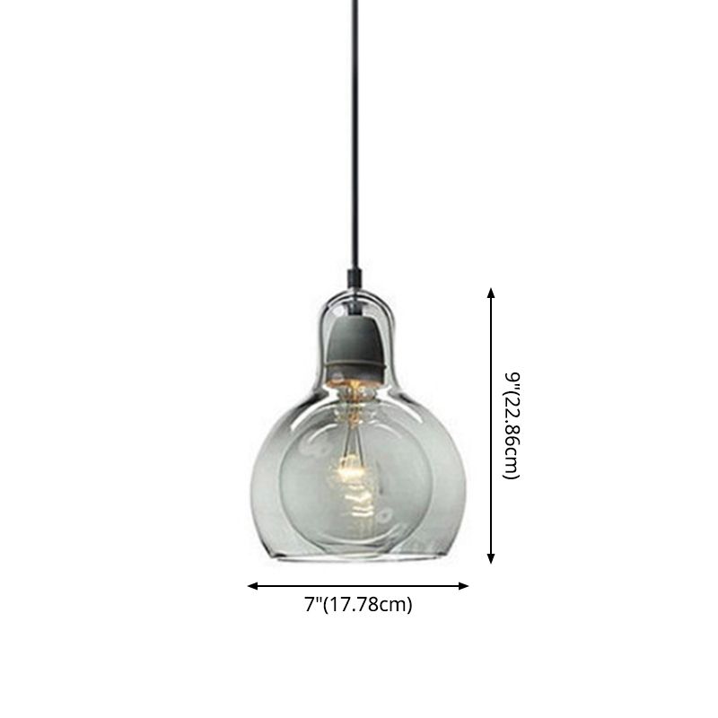 1 Light Pendant Lighting Fixtures Contemporary Gourd Glass Hanging Lights for Lounge