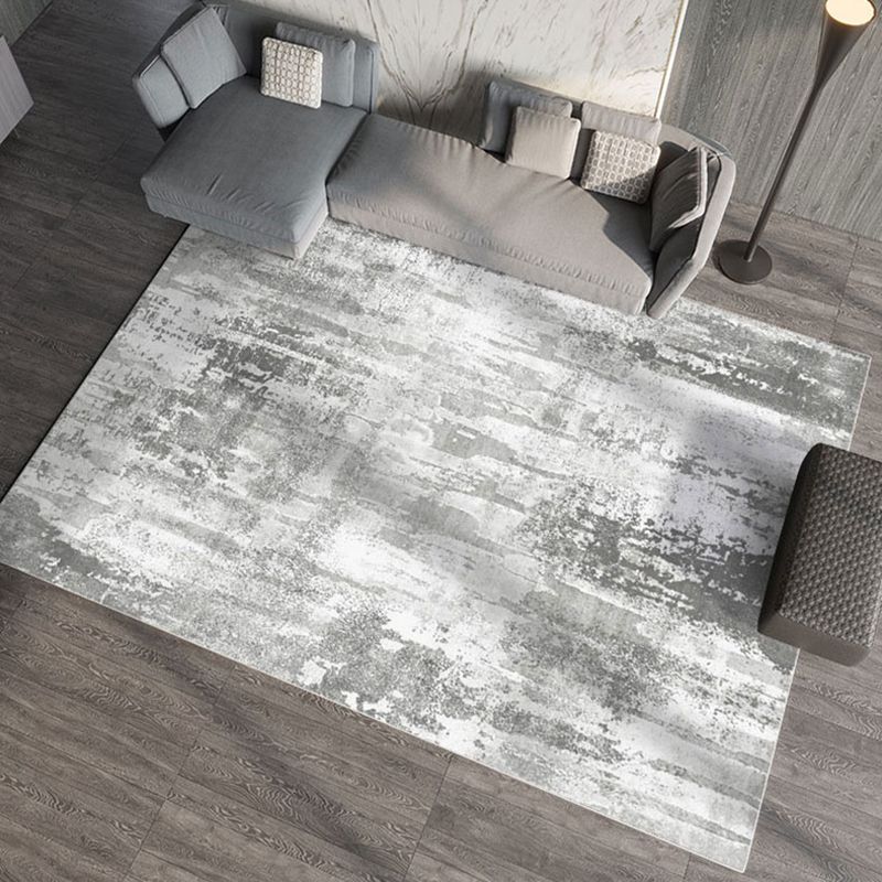 White Tone Comfort Area Carpet Polyester Gradient Traces Indoor Rug Easy Care Carpet for Living Room